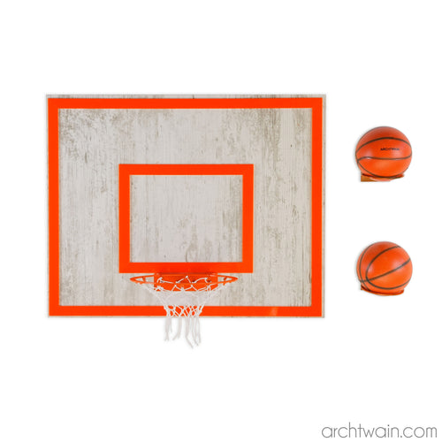 Antik ahşap duvar basketbol potası, turuncu model