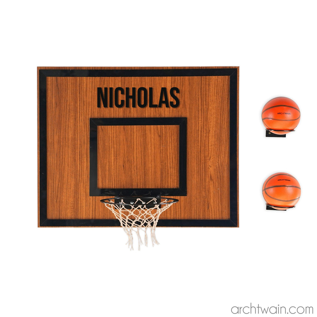 Kişiye özel ceviz ahşap basketbol potası, siyah model
