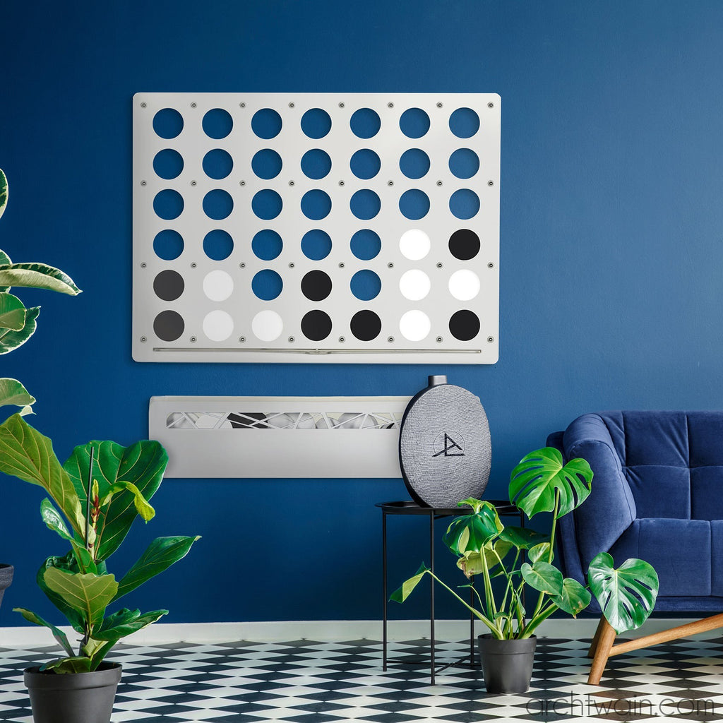 Mega beyaz Connect Four oyunu, ön görünüm