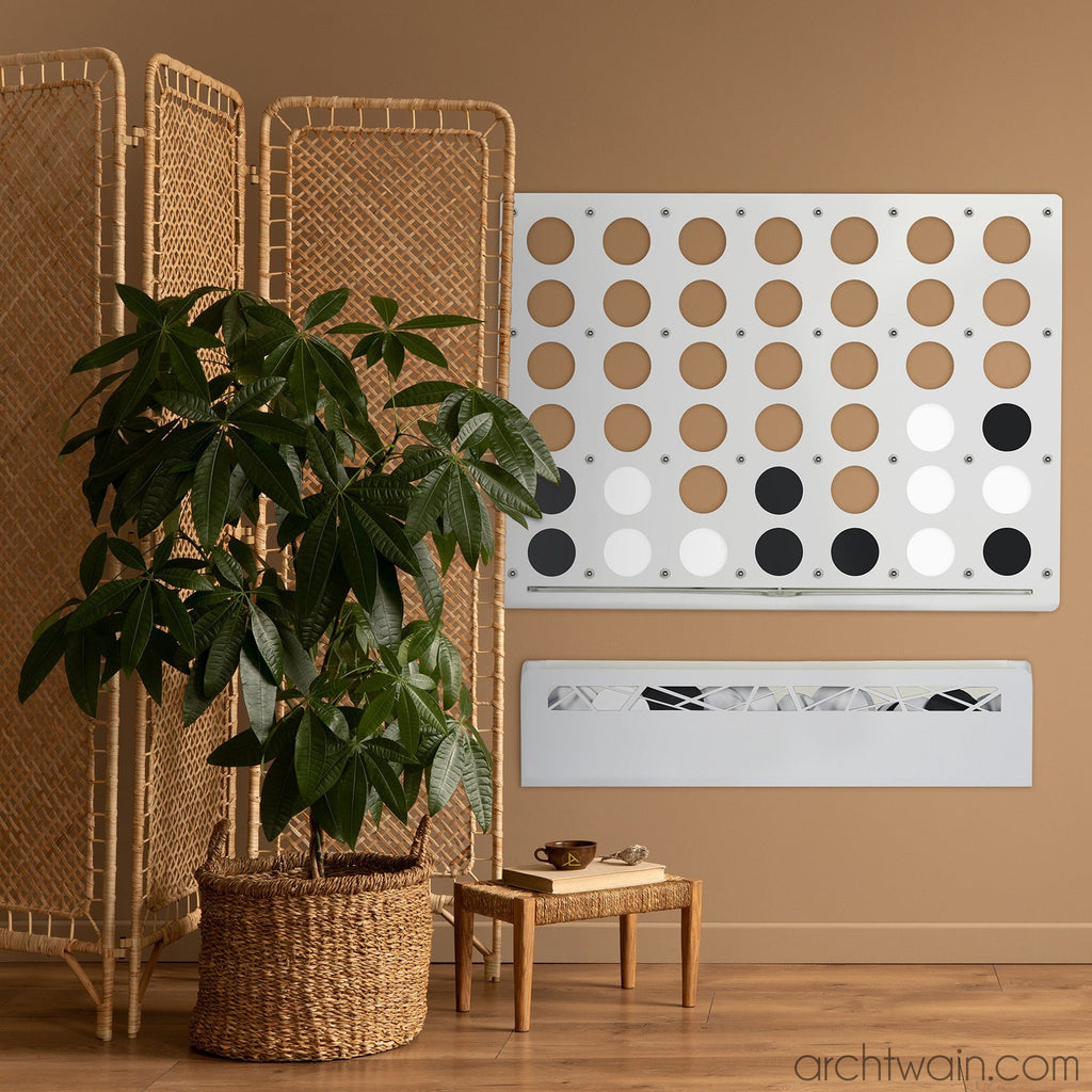Mega büyük boy beyaz dörtlü bağlama (Connect Four) duvar oyunu