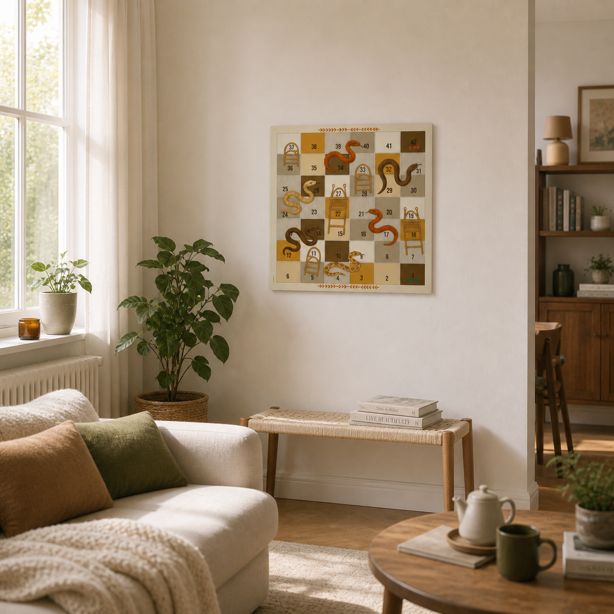 Boho yılanlar ve merdivenler, oyun tahtası detayı