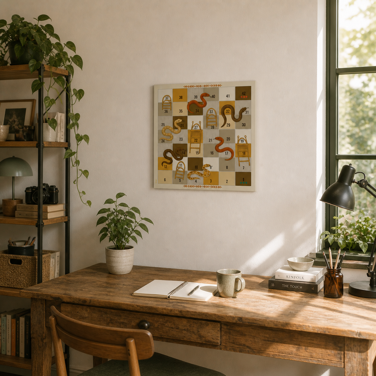 Boho desenli yılanlar ve merdivenler, farklı açıdan