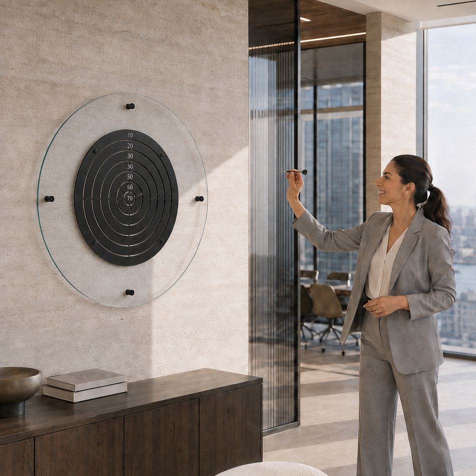 Manyetik Cam DartBoard Siyah, cam yüzey ve puan bölgeleri