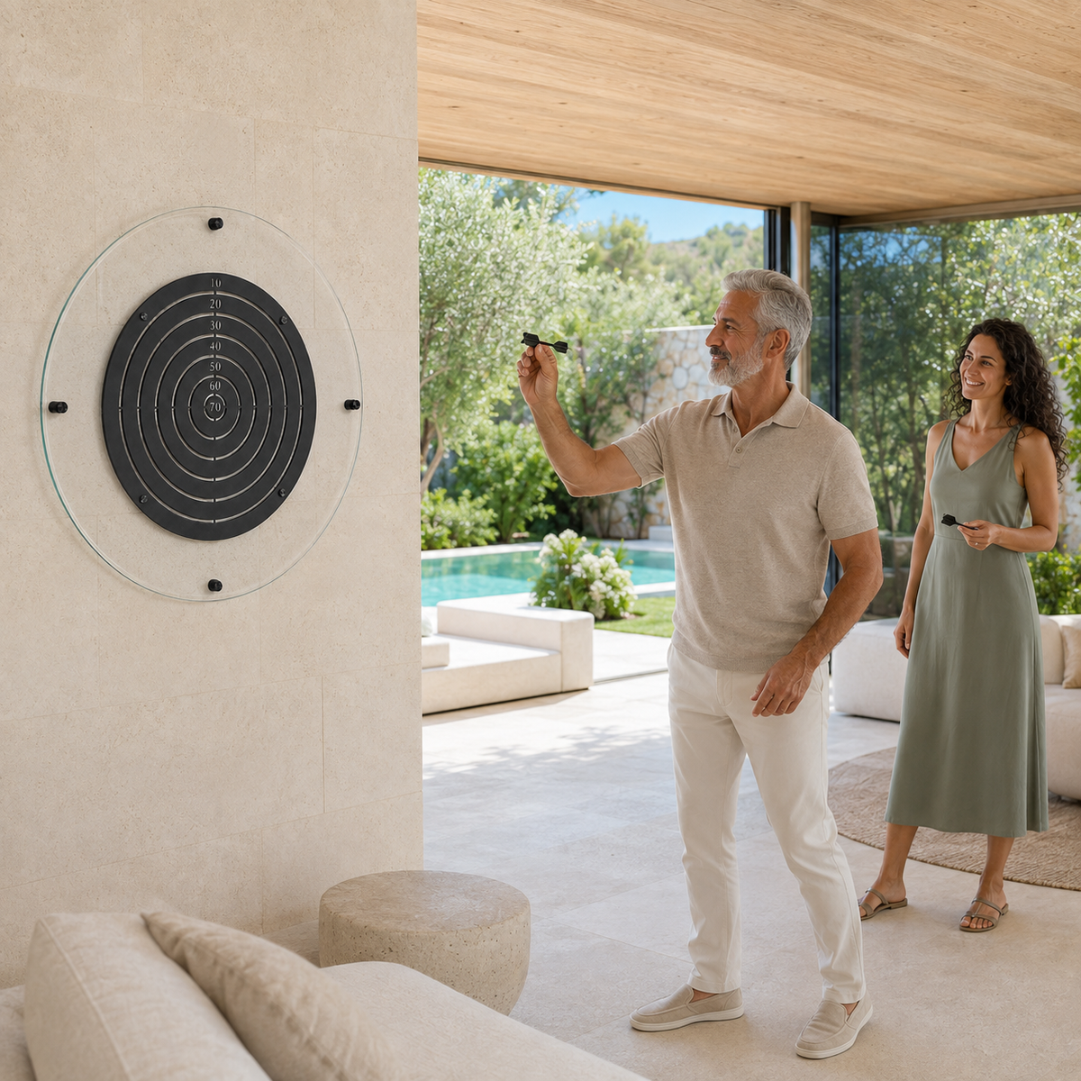 Manyetik Cam DartBoard Siyah, manyetik dart okları detayı