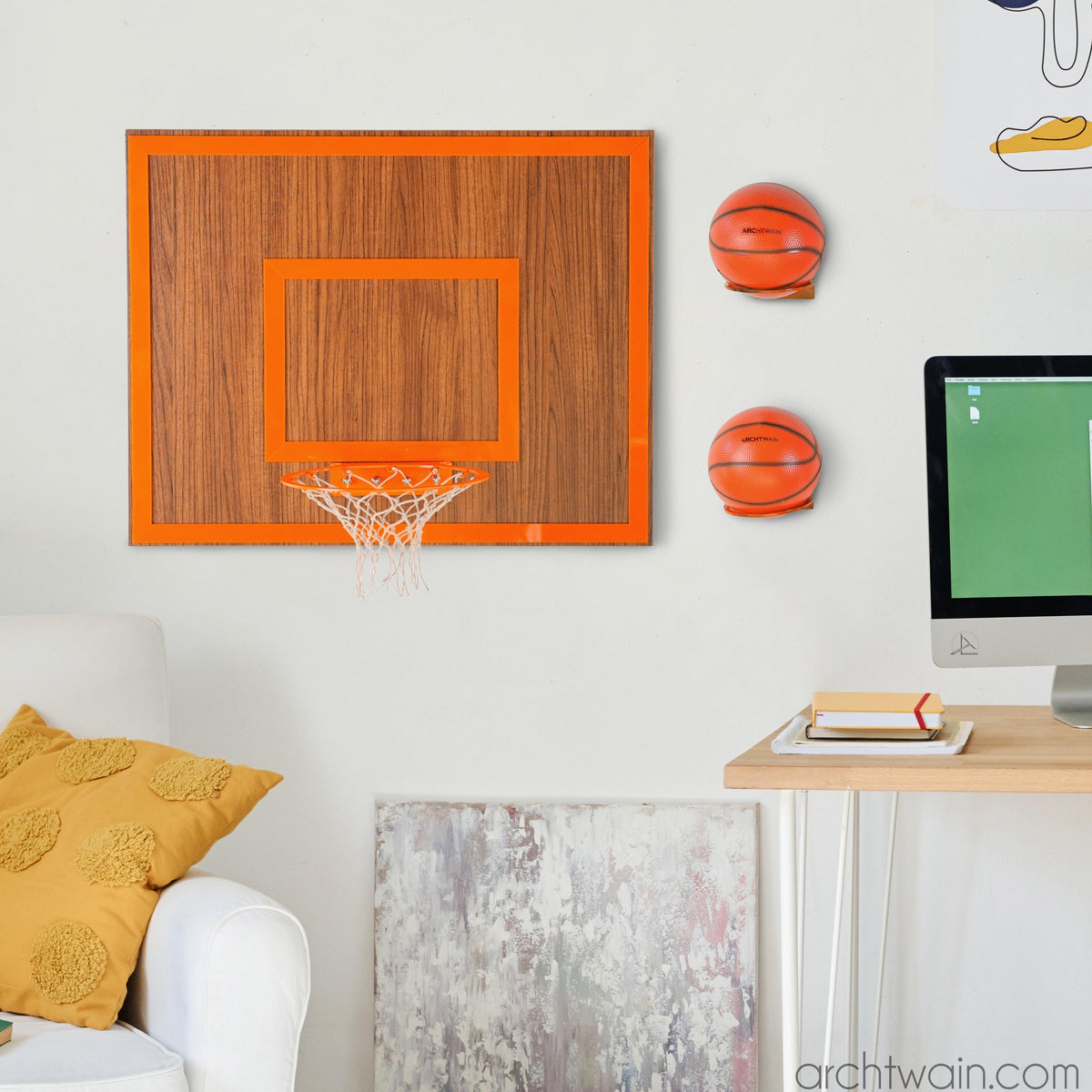 Ceviz ahşap basketbol potası, yakın detay