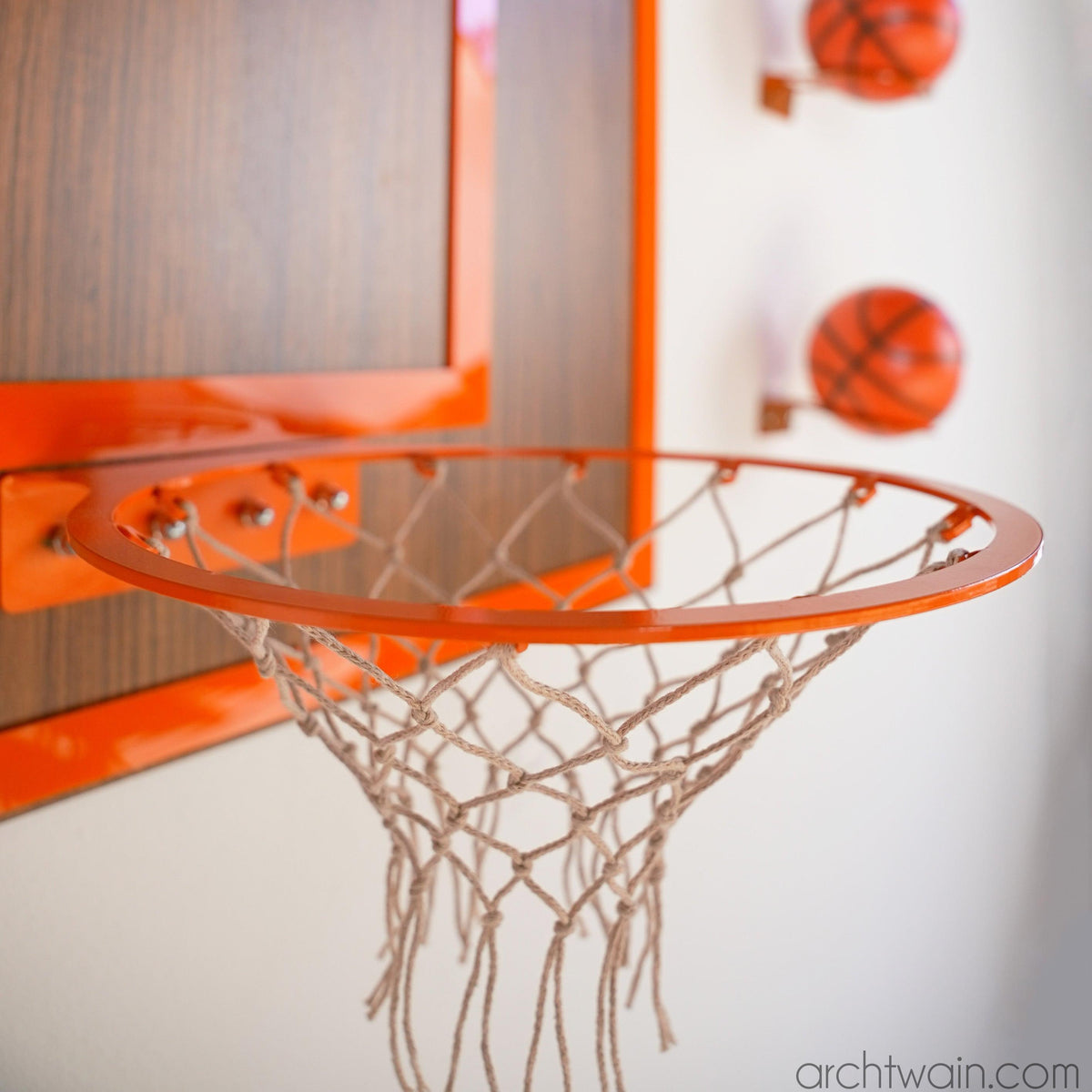 Ceviz ahşap basketbol potası, file detayı