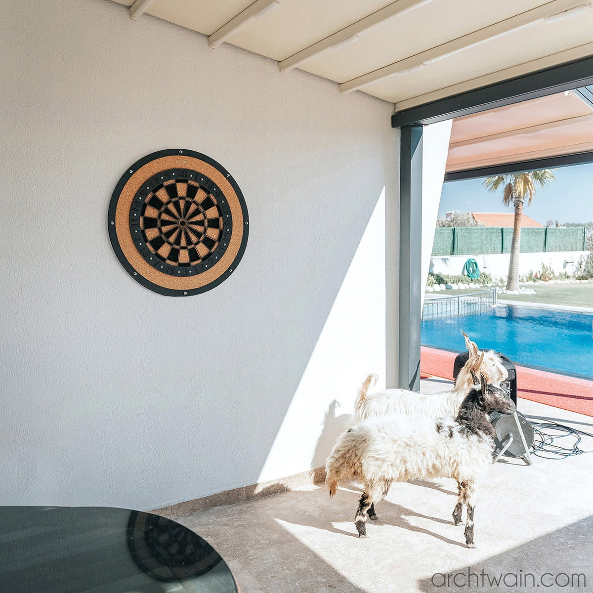 Salon duvarında dart tahtası