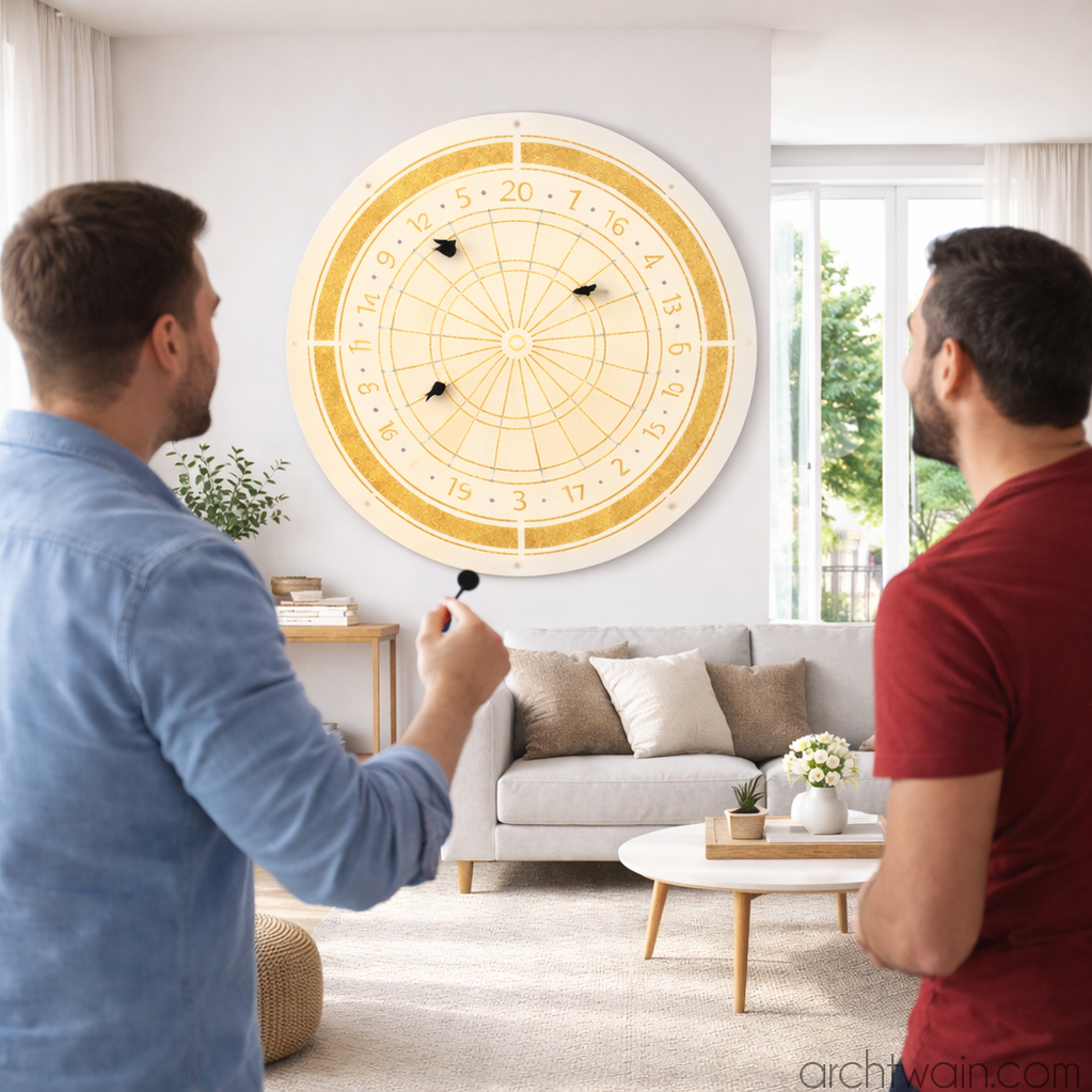 Naturel ahşap manyetik dart oyunu, farklı açıdan