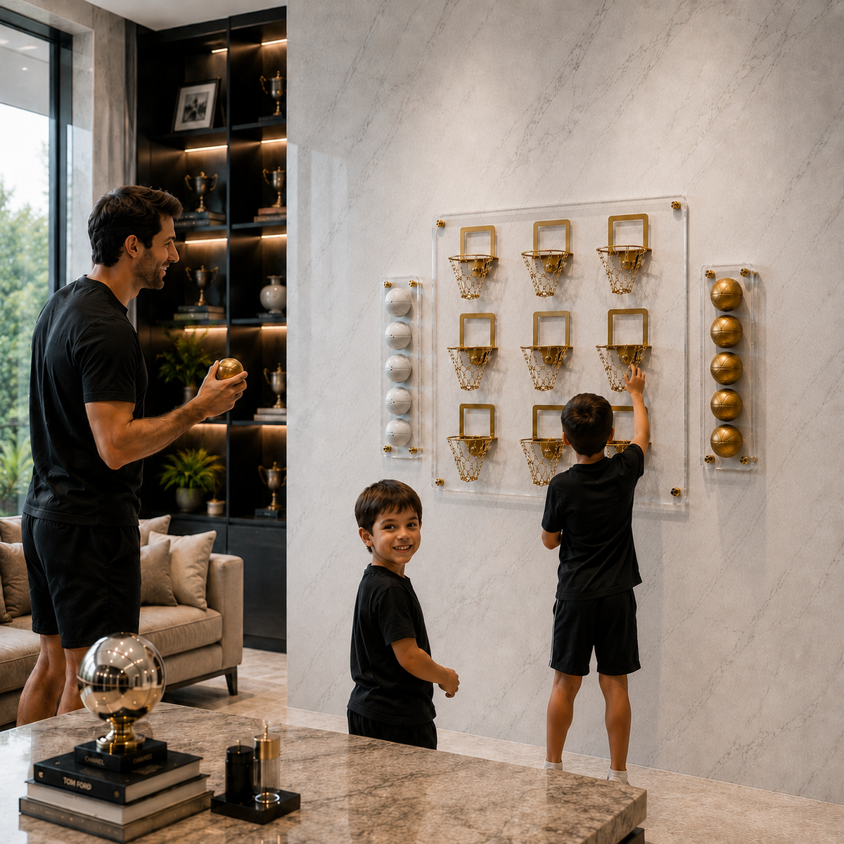 Luxury Cam Tic Tac Toe Basketbol Gold, yakın görünüm