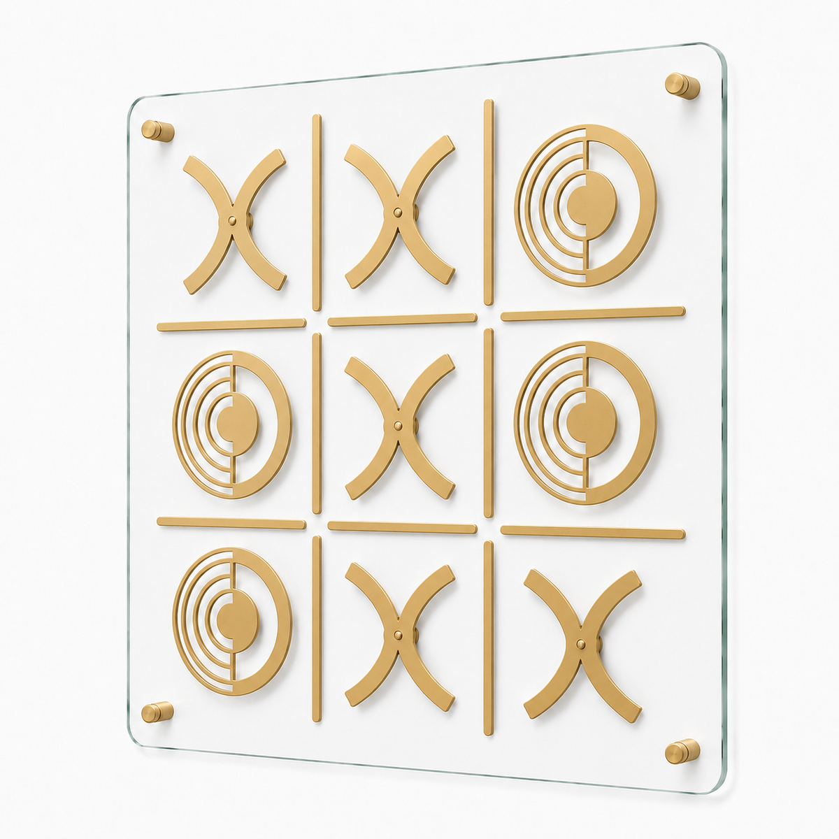 Vitreous Cam Tic Tac Toe Gold, mekânda gold cam XOX oyunu