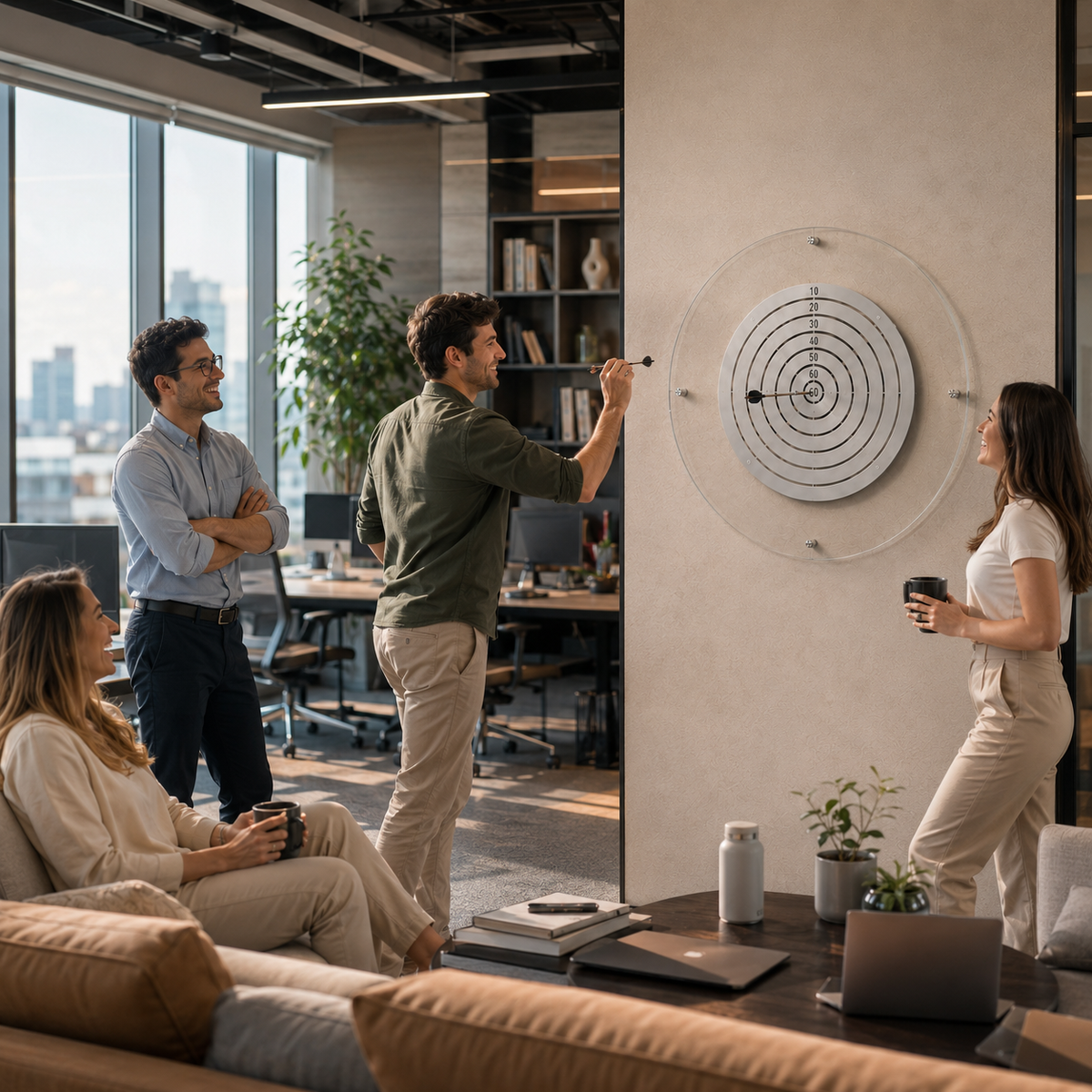 Manyetik Cam DartBoard Gümüş, yakın görünüm