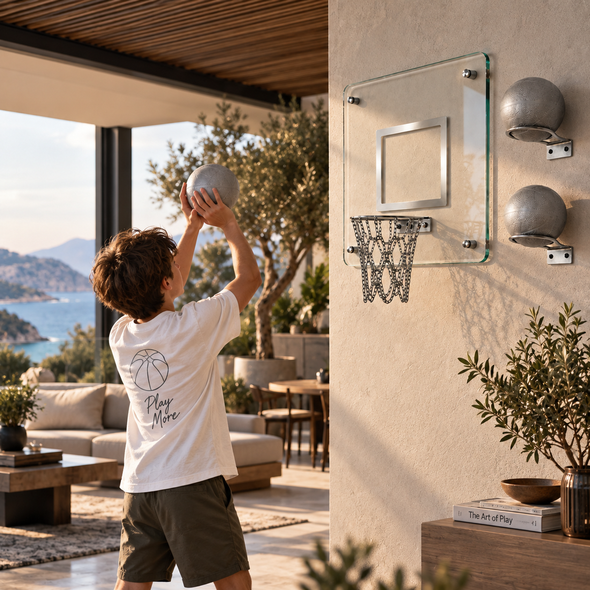 Prime Cam Basketbol Gümüş, duvara monte cam basketbol potası