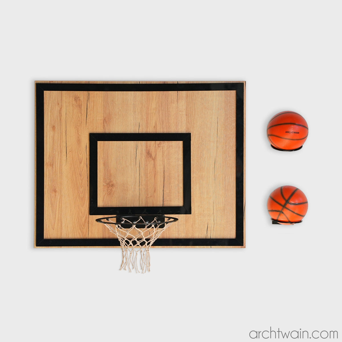 Savana meşe ahşap duvar basketbol potası, siyah model