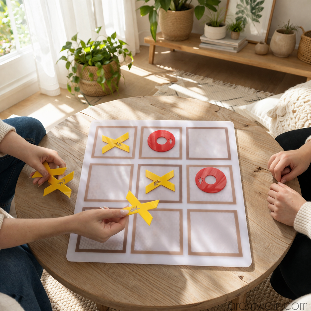 Boho desenli masaüstü tic tac toe (XOX) oyunu