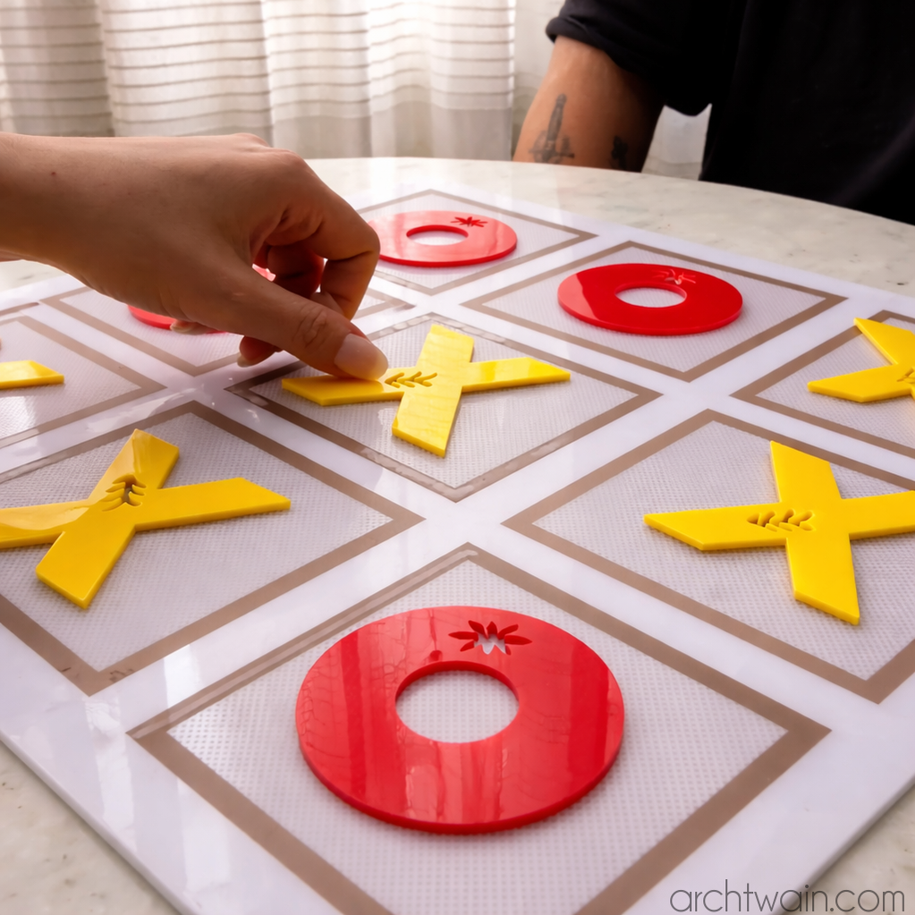 Masaüstü Boho tic tac toe oyunu, üstten görünüm