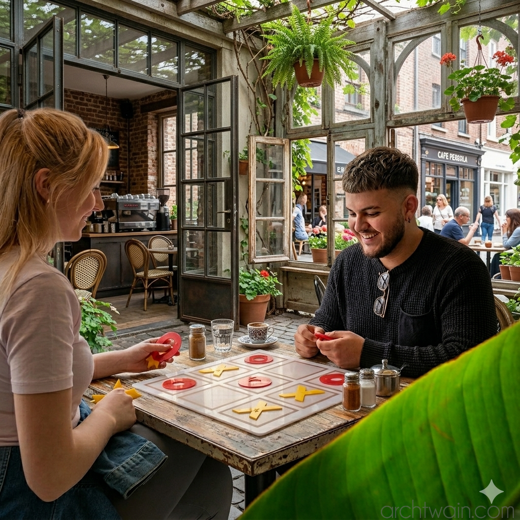 Boho desenli masaüstü tic tac toe oyunu, tam görünüm
