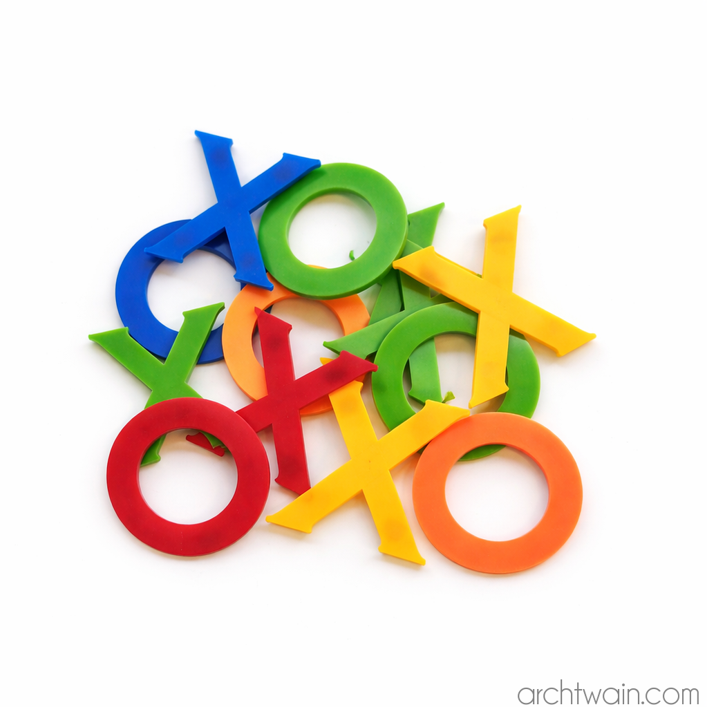 Renkli tic tac toe için yedek X ve O taş seti