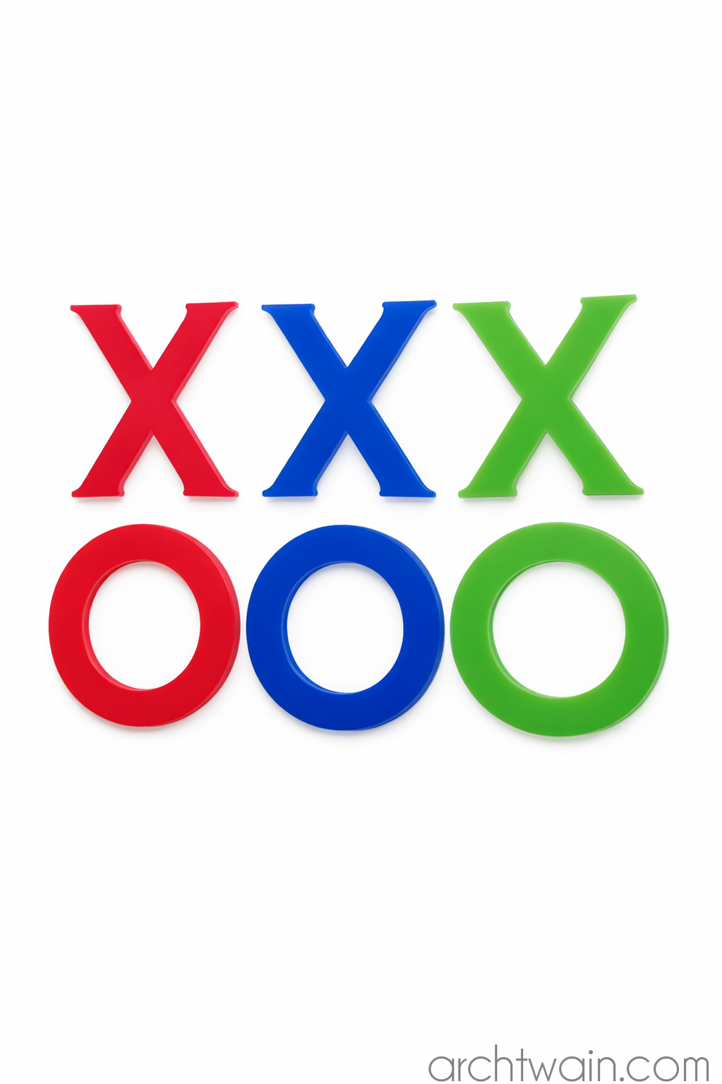 Tic tac toe yedek X-O seti, yakın görünüm