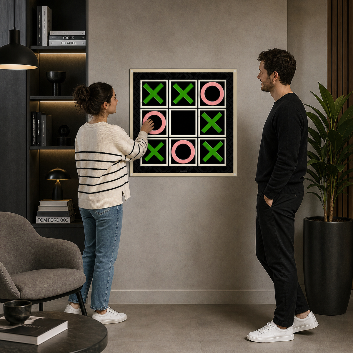 Siyah tic tac toe oyunu, yandan görünüm