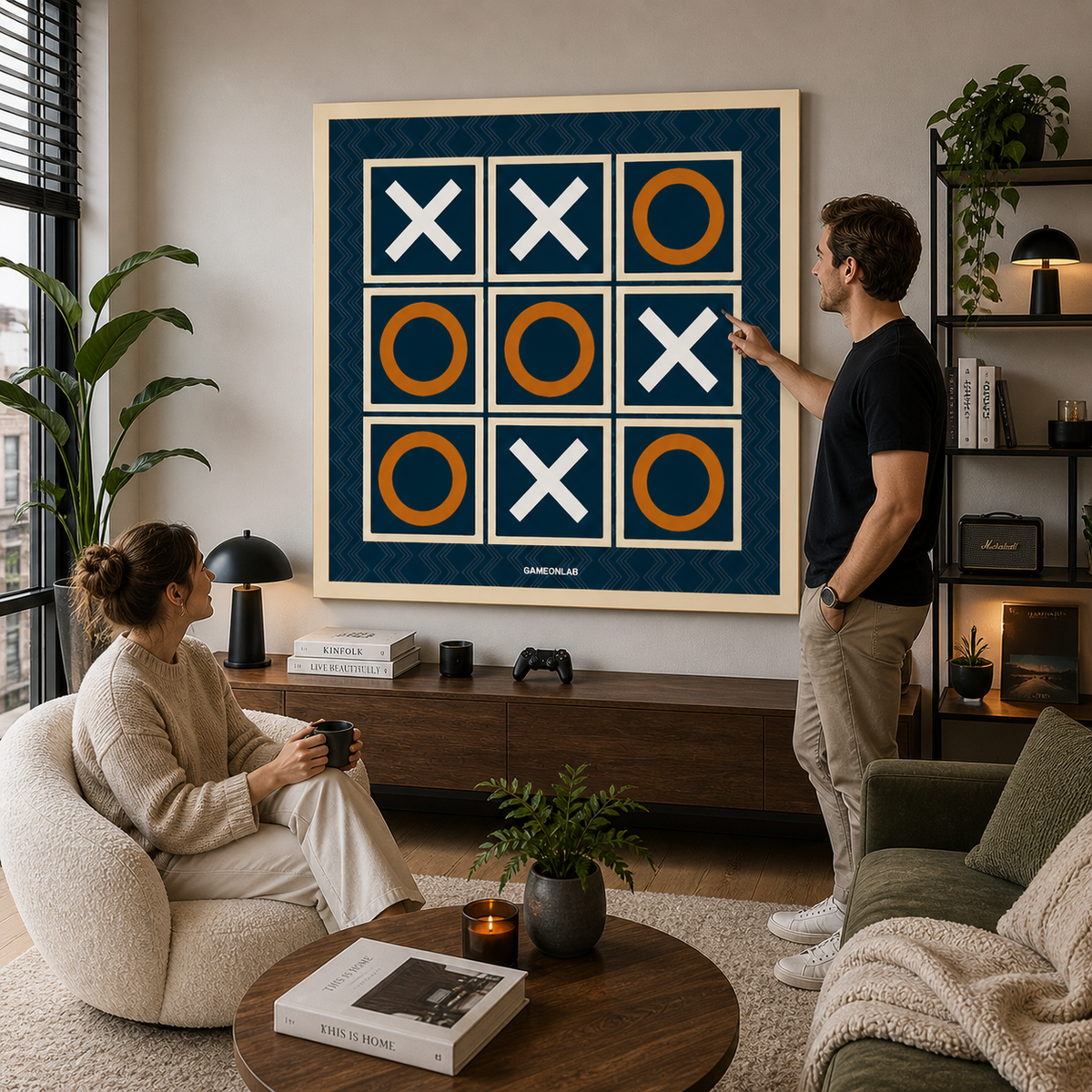 İndigo mavi tic tac toe (XOX) oyunu