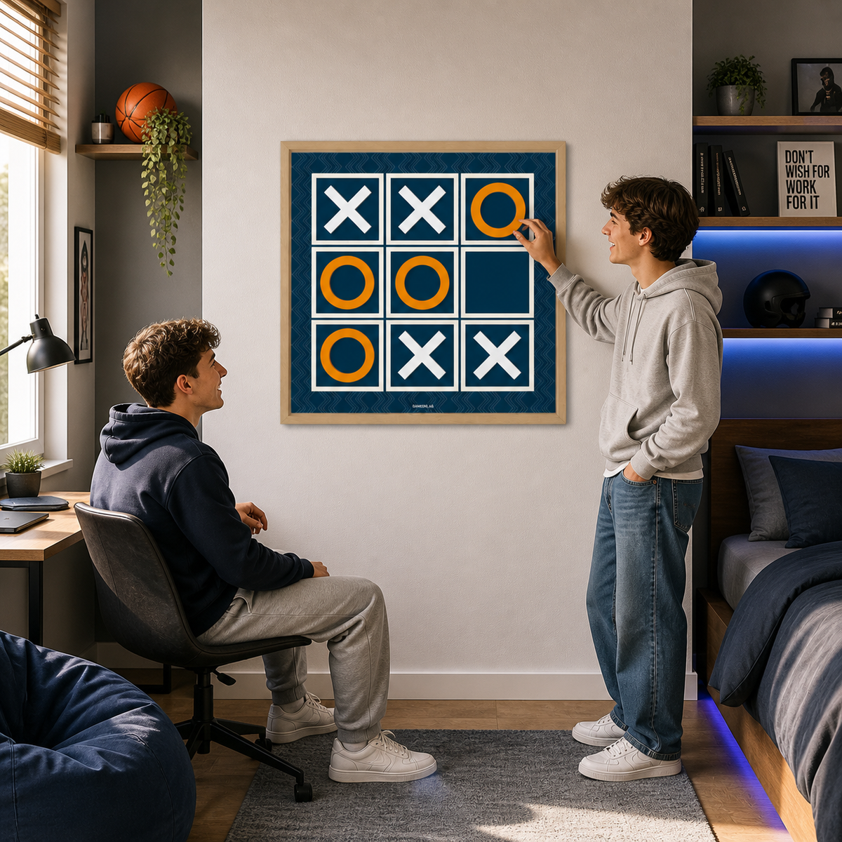 İndigo mavi tic tac toe oyunu, üstten görünüm