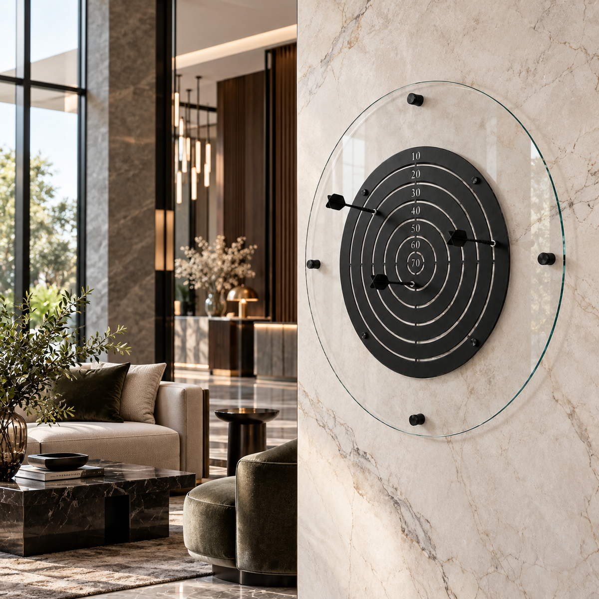 Manyetik Cam DartBoard Siyah