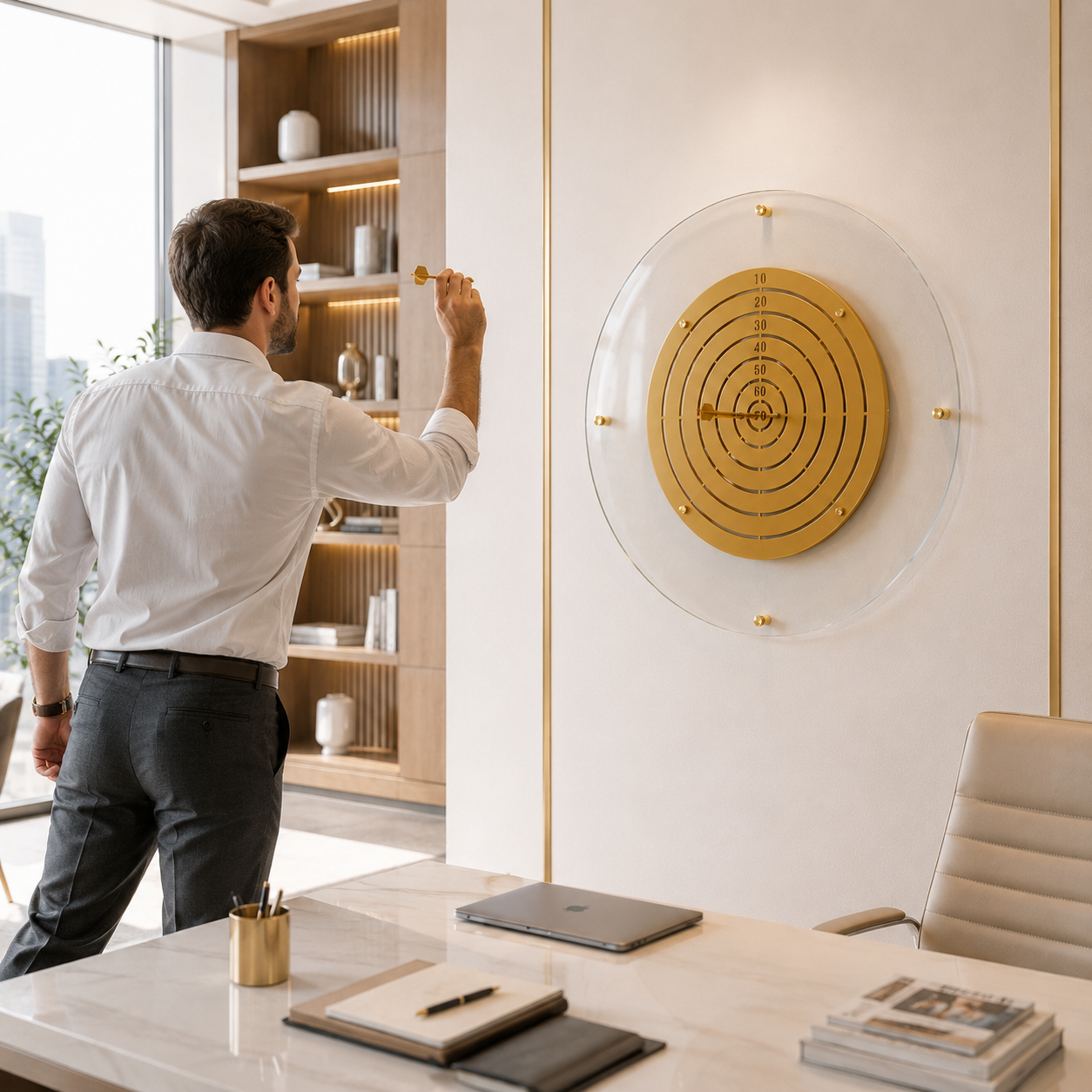 Manyetik Cam DartBoard Gold