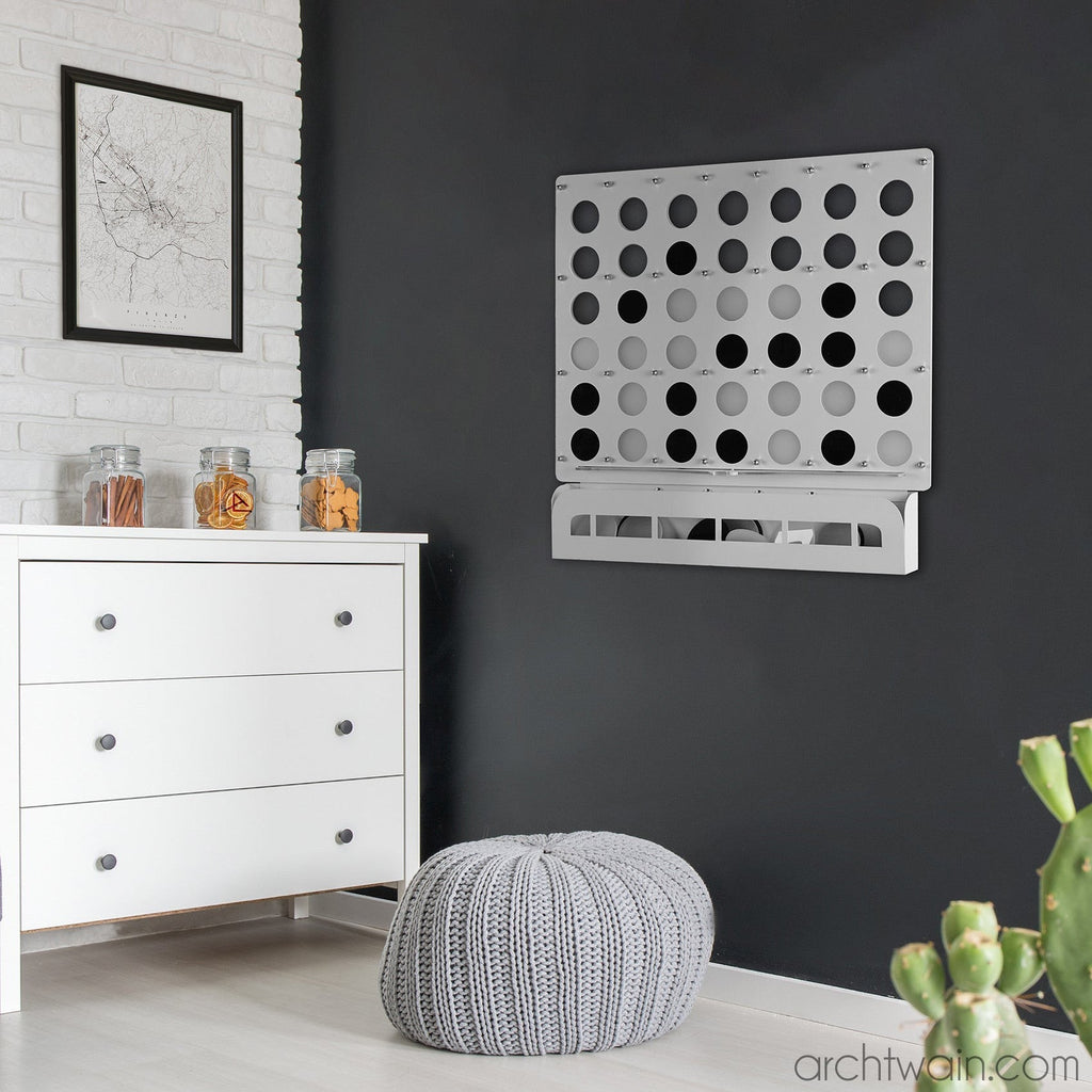 Archtwain - Beyaz Connect Four-dekoratif duvar oyunu-www.archtwain.com -