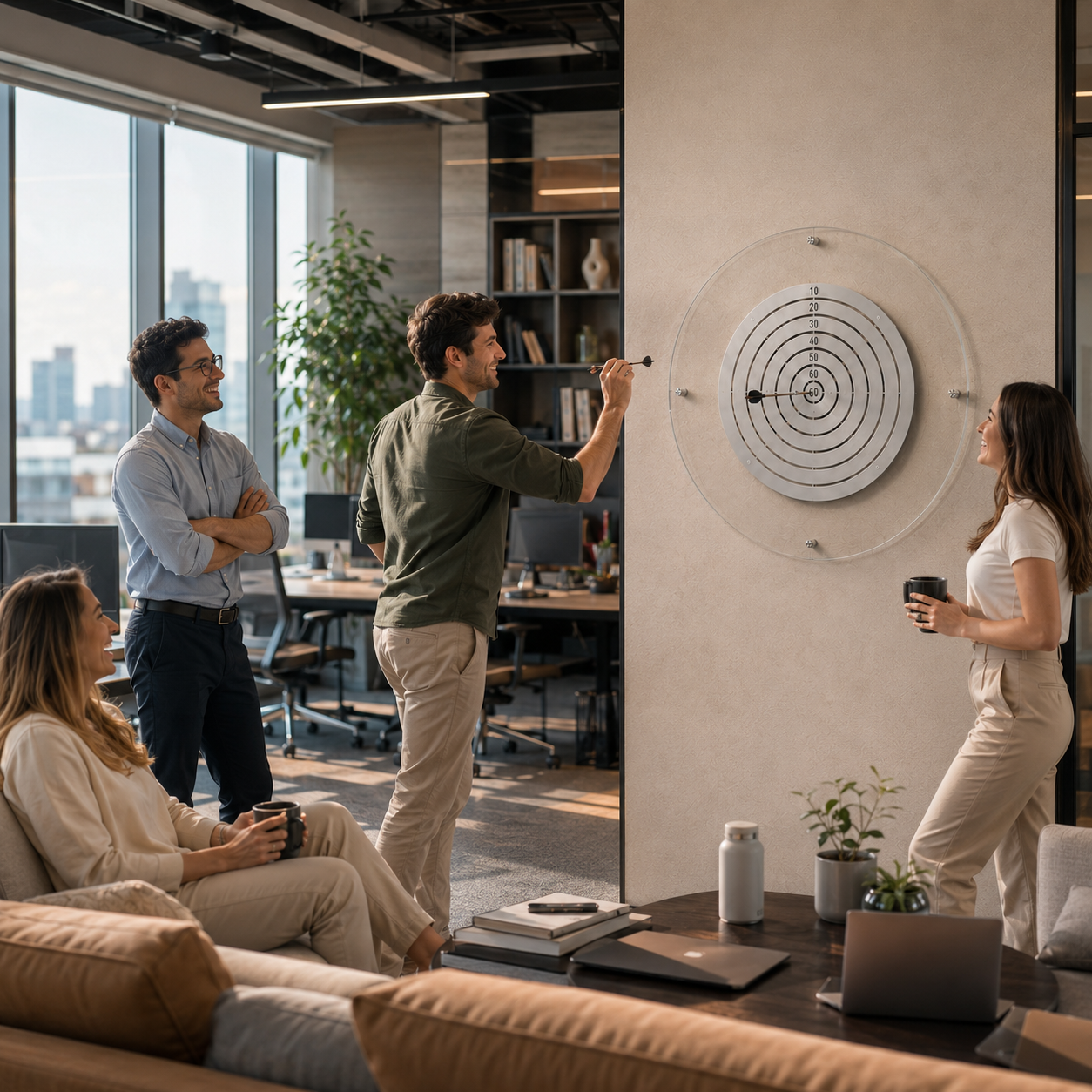 Manyetik Cam DartBoard Gümüş