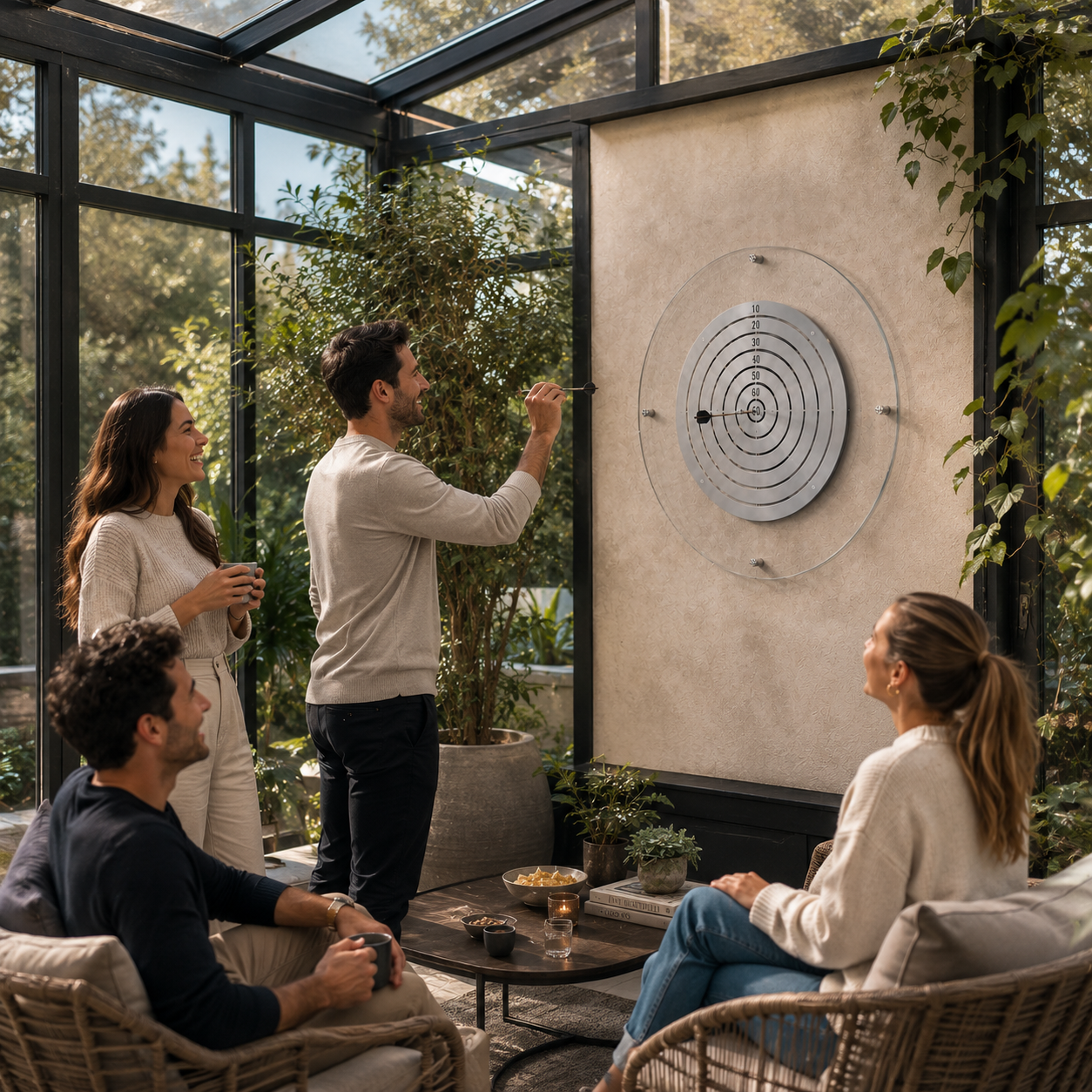 Manyetik Cam DartBoard Gümüş