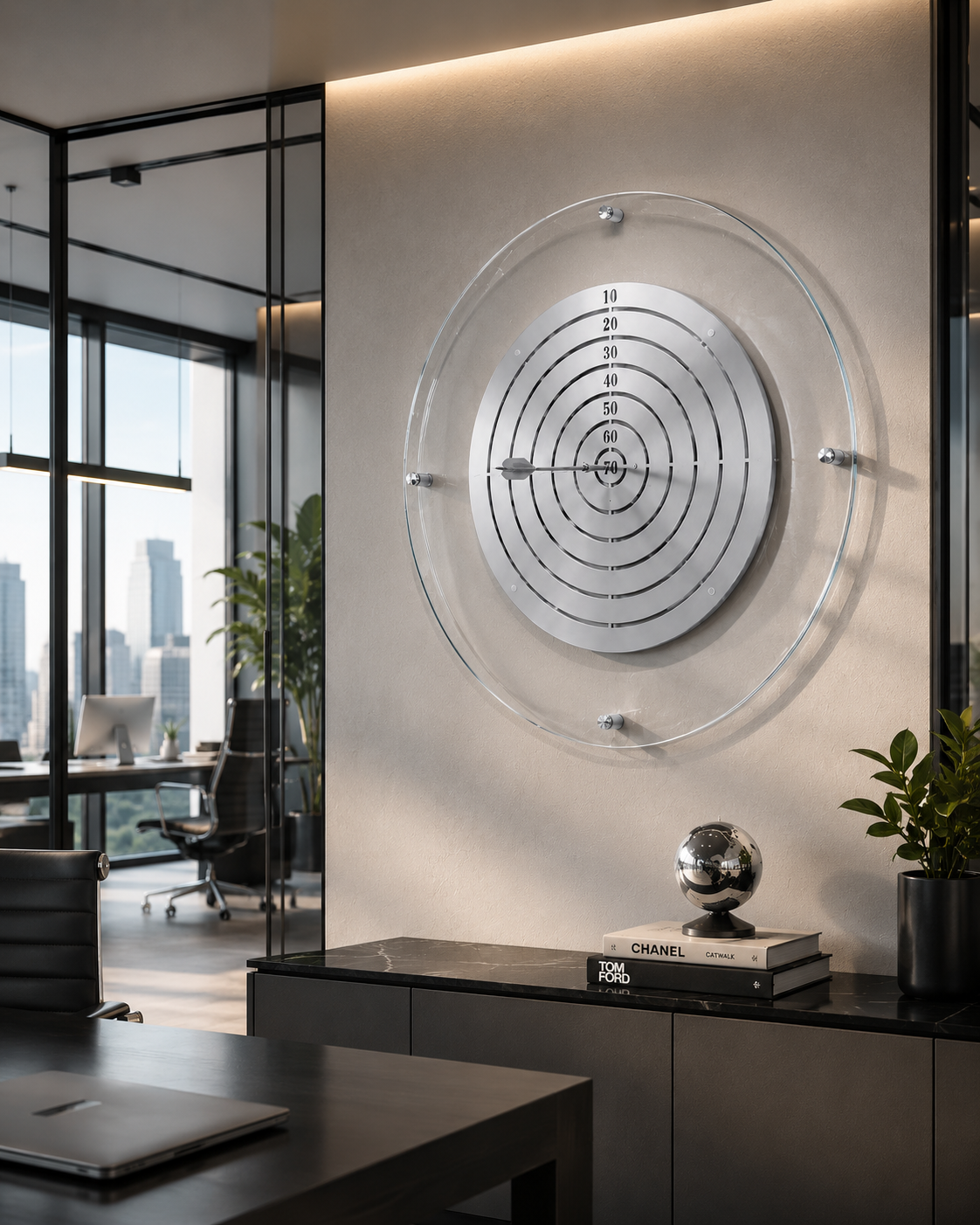 Manyetik Cam DartBoard Gümüş