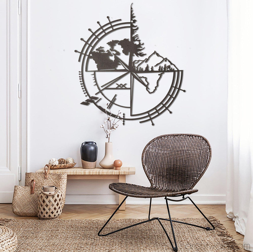 Archtwain - Metal Dekor Boussole-Metal duvar dekoru-www.archtwain.com -93 cm x 84 cm-