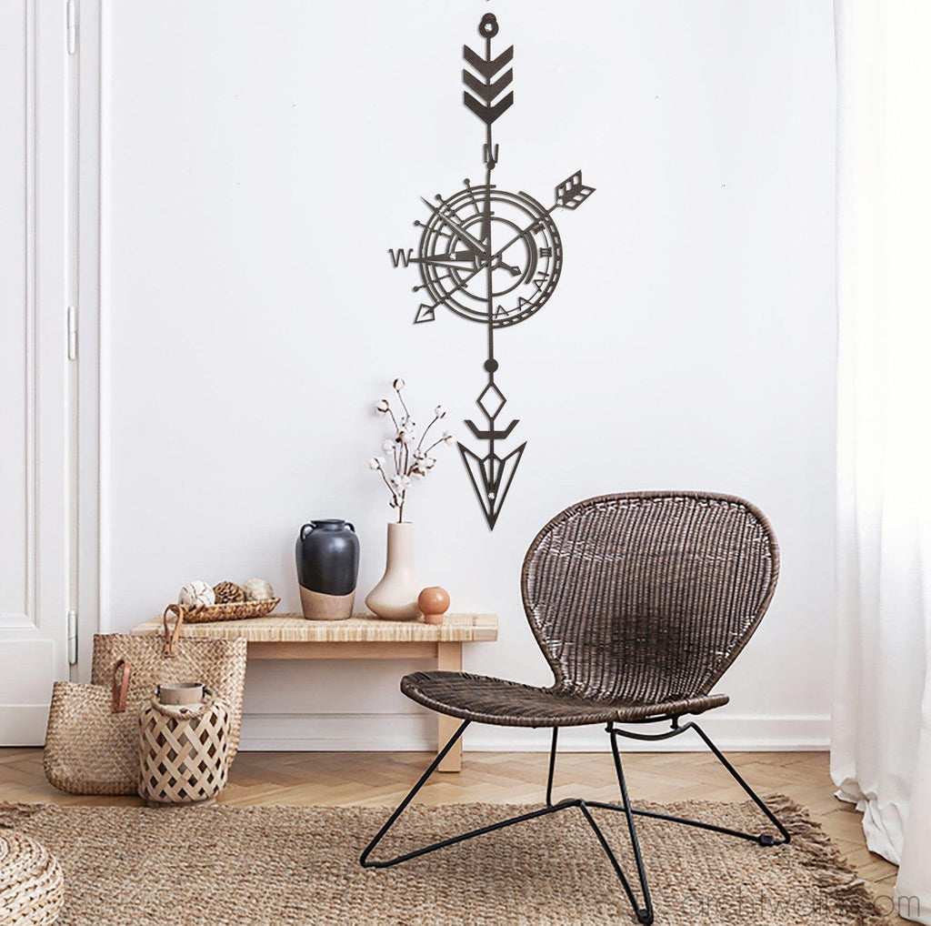 Archtwain - Metal Dekor Compass-Metal duvar dekoru-www.archtwain.com -100 cm x 40 cm-