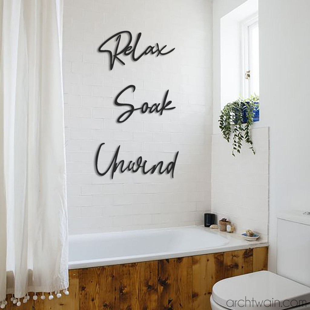 Archtwain - Relax Soak Unwind Metal Duvar Yazısı-Metal duvar yazısı-www.archtwain.com -